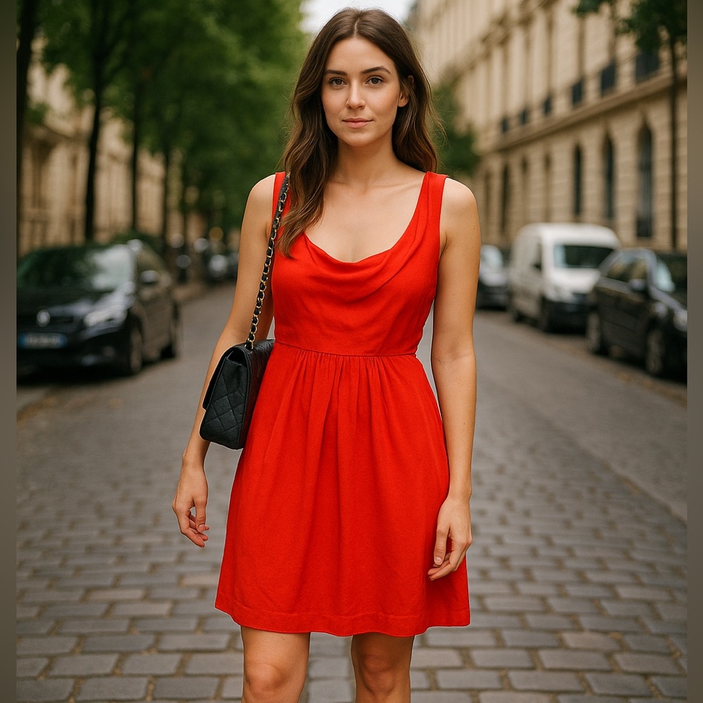 bb dakota terry draped cowl neck dress